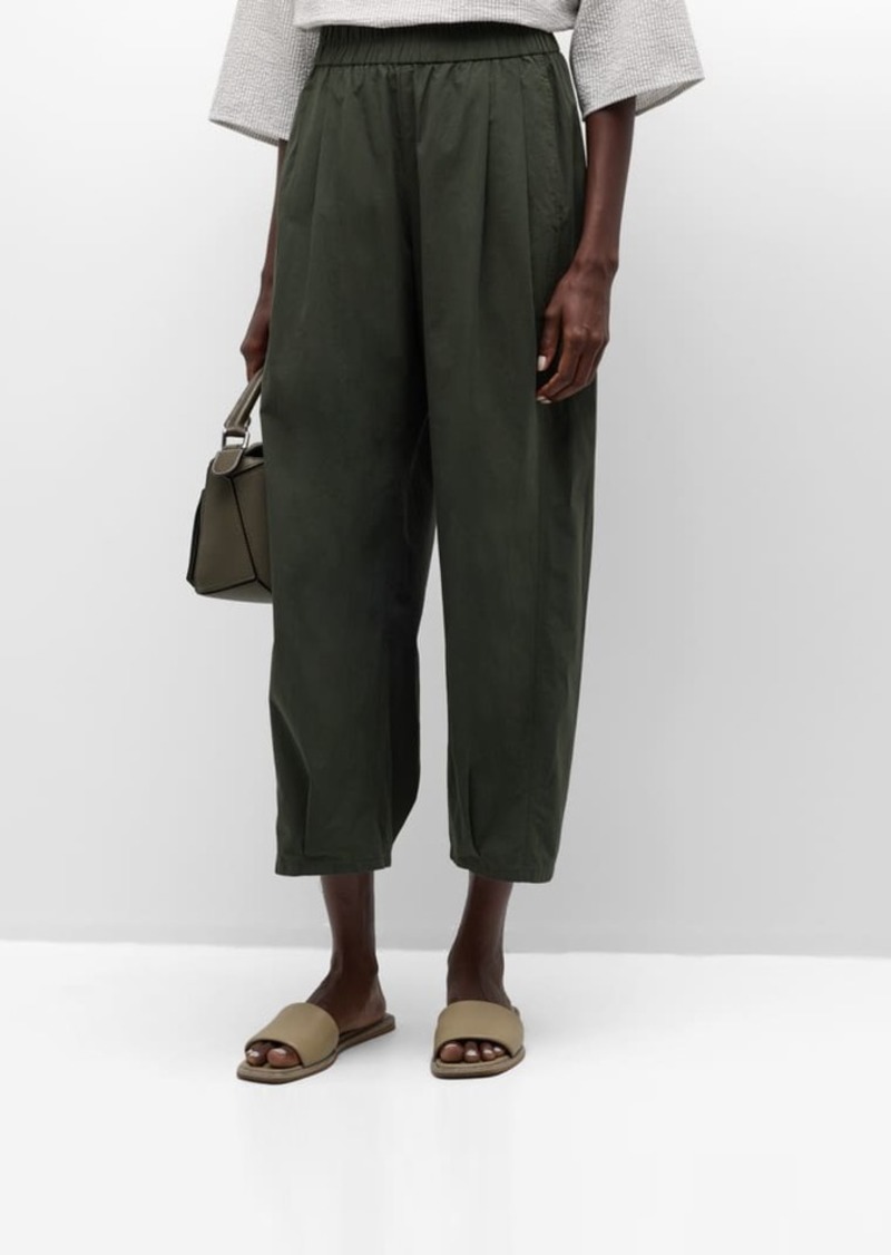 Eileen Fisher Petite Pleated Organic Cotton Poplin Ankle Pants