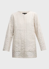 Eileen Fisher Petite Quilted Snap-Front Silk Jacket