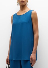 Eileen Fisher Petite Scoop-Neck Georgette Crepe Tank