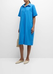 Eileen Fisher Pleated Organic Cotton Poplin Midi Shirtdress