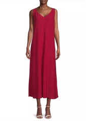 Eileen Fisher Plisse V-Neck Midi-Dress