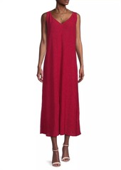 Eileen Fisher Plisse V-Neck Midi-Dress