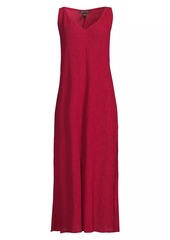 Eileen Fisher Plisse V-Neck Midi-Dress