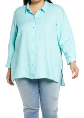 Eileen Fisher Classic Collar Organic Linen Button-Up Shirt