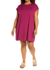 Eileen Fisher Crewneck Boxy Dress in Berry at Nordstrom