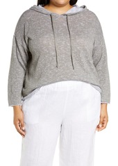 Eileen Fisher Organic Cotton & Linen Hoodie in Smoke at Nordstrom