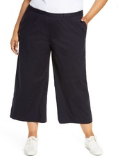 Eileen Fisher Stretch Organic Cotton Crop Wide Leg Pants in Ink at Nordstrom