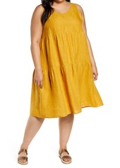Eileen Fisher Tiered Organic Linen Dress in Marigold at Nordstrom