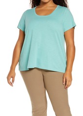 Plus Size Women's Eileen Fisher U-Neck Organic Cotton T-Shirt