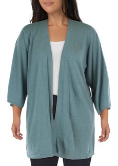 Eileen Fisher Plus Womens Cashmere Open-Front Cardigan Sweater