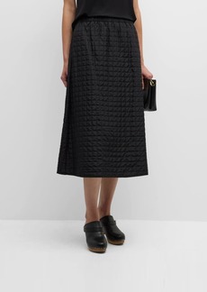Eileen Fisher Quilted A-Line Habutai Silk Midi Skirt