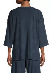 Eileen Fisher Rib-Knit Crewneck Blouse