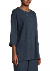 Eileen Fisher Rib-Knit Crewneck Blouse