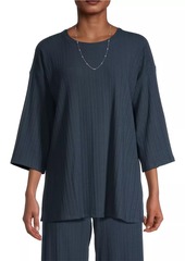 Eileen Fisher Rib-Knit Crewneck Blouse