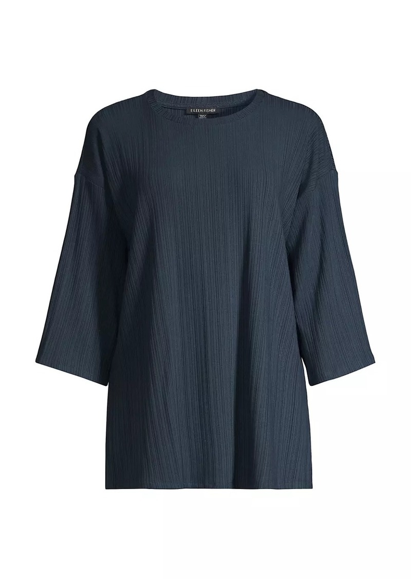 Eileen Fisher Rib-Knit Crewneck Blouse