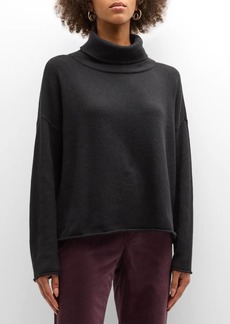 Eileen Fisher Ribbed Turtleneck Cashmere-Silk Sweater