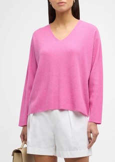 Eileen Fisher Ribbed V-Neck Cashmere Sweater