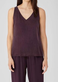 Eileen Fisher Sandwashed Cupro V-Neck Tank In Cassis