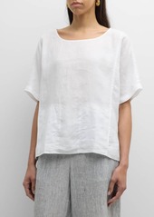 Eileen Fisher Scoop-Neck Handkerchief Organic Linen Top