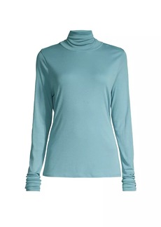 Eileen Fisher Scrunch Cotton-Blend Turtleneck Sweater