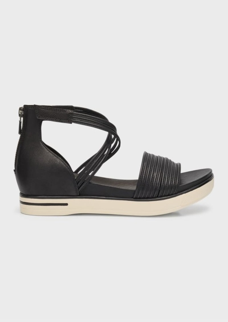 Eileen Fisher Shea Leather Crisscross Comfort Sandals