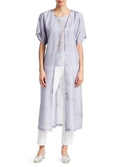 Eileen Fisher Shibori Sky Abstract Silk Shirtdress