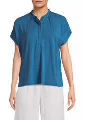 Eileen Fisher Shirred Henley Top