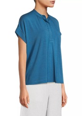 Eileen Fisher Shirred Henley Top