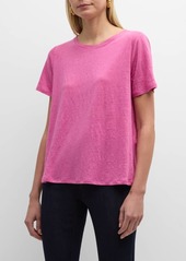 Eileen Fisher Short-Sleeve Crewneck Organic Linen Jersey Tee