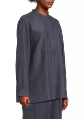 Eileen Fisher Silk Band-Collar Blouse