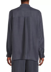 Eileen Fisher Silk Band-Collar Blouse