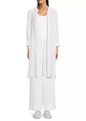 Eileen Fisher Silk Band-Collar Tunic Shirt