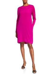 Eileen Fisher Silk Crepe Long-Sleeve Shift Dress