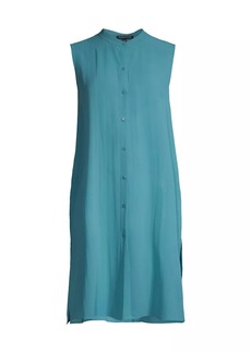 Eileen Fisher Silk Mandarin Collar Dress