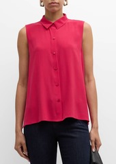 Eileen Fisher Sleeveless Silk Georgette Crepe Shirt