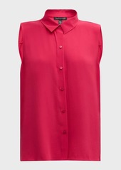 Eileen Fisher Sleeveless Silk Georgette Crepe Shirt