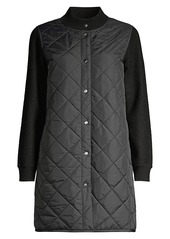 Eileen Fisher Stand Collar Quilted Wool Coat