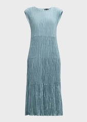 Eileen Fisher Tiered A-Line Crinkled Silk Midi Dress