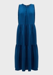 Eileen Fisher Tiered Sleeveless Washed Silk Midi Dress