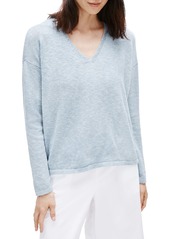 Eileen Fisher V-Neck Boxy Organic Cotton & Linen Sweater