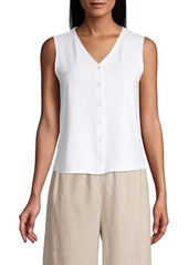 Eileen Fisher V-Neck Button-Up Tank