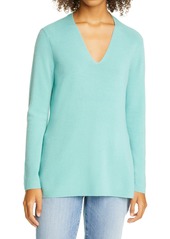 Eileen Fisher V-Neck Silk Tunic Top in Sea Green at Nordstrom