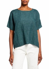 Eileen Fisher Washed Organic Linen Delave Boxy Top