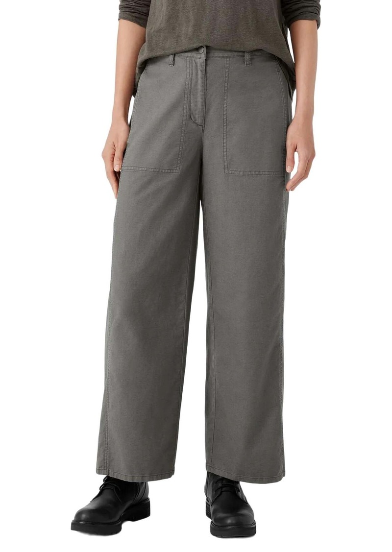 Eileen Fisher Wide Ankle Pant In Grove