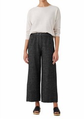 Eileen Fisher Wide Ankle Tweed Pant In Black