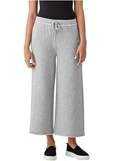 Eileen Fisher Wide Leg Cropped Pants with Drawstring in Melange Organic Cotton French Terry