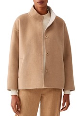 Women's Eileen Fisher Stand Collar Boxy Wool & Cashmere Coat