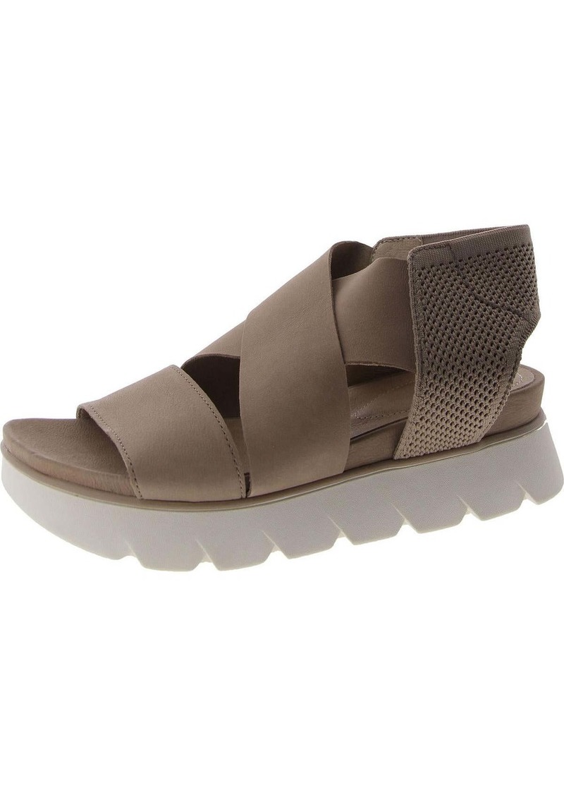 Eileen Fisher Womens Faux Leather Round toe Wedge Sandals