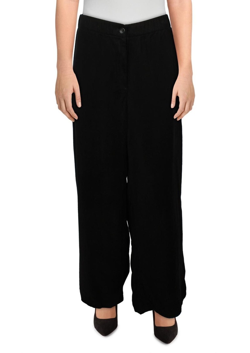 Eileen Fisher Womens High Rise Knit Wide Leg Pants