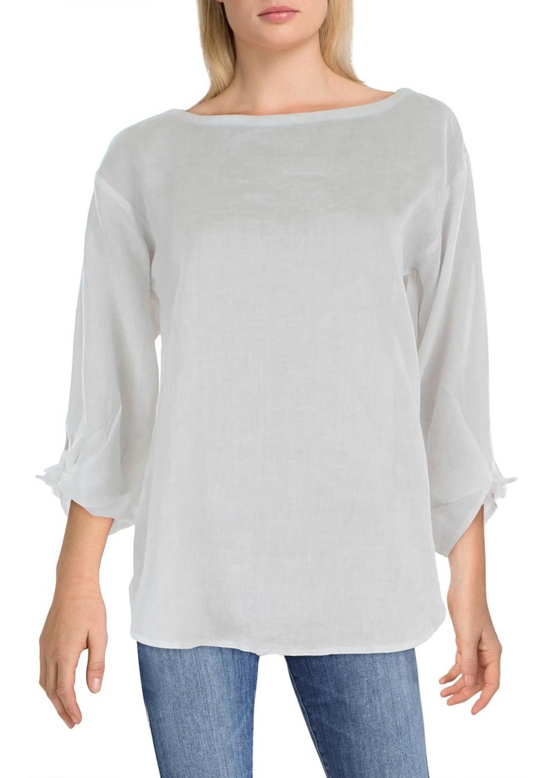 Eileen Fisher Womens Linen Tie Blouse